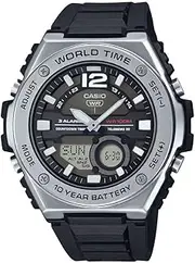 [Casio] MWQ100-1A Analogue-Digital Black Band Unisex Watch, Black Dial, 51.2 × 50.6 × 15 mm