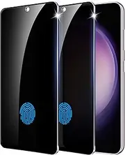 [Amleute] 【2+1 Pack】 Designed for Samsung Galaxy S23 Plus Privacy Screen Protector【Support Fingerprint Unlock】 9H Tempered Glass, Anti-Spy Film Compatible for Samsung S23+Plus 5G