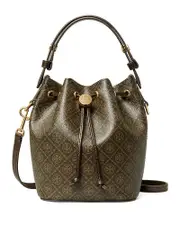 Tory Burch Mini T Monogram Coated Canvas Bucket Bag