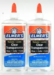 2 Count Elmer's 9 Oz Goes On Clear & Dries Clear Safe Non Toxic Washable Glue