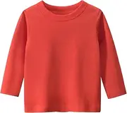 [Generic] Toddler Kids Girls Boys Long Sleeve Basic T Shirt Casual Tees Shirt Tops Solid Color Baby Boys' Christening Clothing (Red, 2-3 Years)