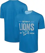 FOCO NFL Men's Officially Licensed Football Team Logo Wordmark Distressed Performance Team Color Crewneck T-Shirt