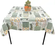 Serafina Home Easter Flannel Back Vinyl Tablecloth: Country Bunny in Green Truck