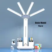 3-in-1 LED Desk Lamp with Fan & Clock – Folding USB Rechargeable Light