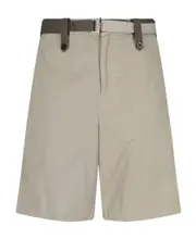 Sacai Belted Straight-Leg Chino Shorts 3,4 Nude