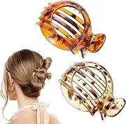 2Pcs Non Slip Flat Hair Claw, Small Hair Clip for Thin Hair, Strong Hold Resilient Spring Action, Light Brown Hair Barrettes Everyday Hair Accessory Clamps for Women & Girls