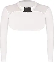 [Ypser] See Through Mesh Crop Top Sheer Open Front Shrug Fishnet Arm Sleeves Shirts with Release Plastic Buckles