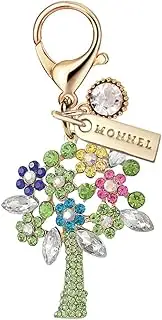 [Monnel] MC483 Big Crystal Tree Flowers Lobster Clasp Charm for Women with Velvet Bag (Green,1 Piece), 5.1 cm (L) X 0.9 cm (W) X 5.9 cm (H), Zinc Alloy Metal Rhinestone Crystal Enamel Handmade Painted,