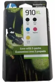 2025 5 PACK HP GENUINE 910XL BLACK & COLOR INK box OFFICEJET 8028 Set 910 XL New
