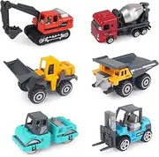 Rayouth Kids Cars Toys for 3 4 5 Years Old Boys Girls, Construction Truck Toys Mini Vehicles, Excavator Bulldozer Dump Road Roller Sand Toys, Toddlers Educational Birthday Gift Party Favors (6Pack)