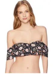 O'Neill Colleen Flounce Bikini Top FA8474003 Black/Multi XL NWT
