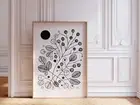 Framed Poster For Minimalist Edgy Home Japandi Style Berries And Leaves Wall