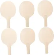 Unfinished Table Tennis Paddles 6pcs DIY Pong Paddle Kit Wooden Racket for Crafting and Play