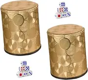 NAMOARLY 2 Sets Skid Dice Box Kit with Frosted Dice Cups PU Design for Easy Rolling and Reading for Entertainment at Pubs and Local Bars