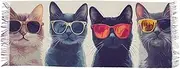 [AIXIWAWA] Women's Pashminas Scarf Cats with Glasses Print, Shawls Wrap Lightwight with Tassel for Evening Dress Dinner Party, Multicolor