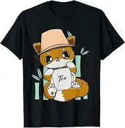 [X.Style] Fox Drinks Bubble Tea Milk with Boba ds584 T-Shirt (S) Black