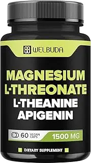 60 Capsules - Magnesium L-Threonate with L-Theanine & Apigenin - 1500mg Magnesium Supplement - Support for Bone Health & Immune System