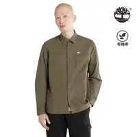 在飛比找PChome24h購物優惠-Timberland 男款軍綠色有機棉寬鬆混合材質口袋襯衫外