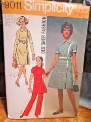 9011 Vintage Simplicity Sewing Pattern Misses Designer Fashion Dress Tunic Pants