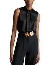 Adam Lippes Draped Neck Silk Top