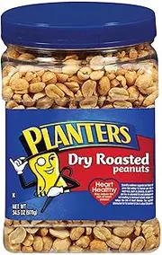 Planters Sea Salt Dry Roasted Peanuts (34.5 oz Canisters, Pack of 6)
