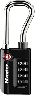 Master Lock Padlock, Set Your Own Combination TSA Accepted Luggage Lock, 1-5/16 in. Wide, 4696D, Black