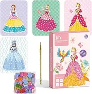 BERYART Creative Princess Dress-up Activity Book with Watercolor Painting, Stickers, Poking, Puzzle Puncture Painting for Kids, Enchanted Fabric Art Set Crafts for Girls Ages 4, 5, 6, 7, 8, 9, 10