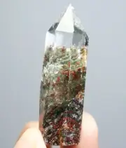 Natural Garden Green Red Ghost Phantom Quartz Crystal Point Tower Obelisk Wand