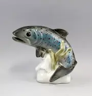 9942394 Porcelain Figurine Trout Koi Fish Wagner & Apel H17cm