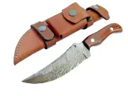 Handmade Damascus Mini Bowie Hunting Knife 224 Layers With Sheath Full Tang