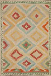 Tribal Traditional Flat Weave Reversible Kilim Area Rug 5'x7' Pastel Color Rug