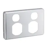 Clipsal Classic C2000 Series Plate Cover Double Powerpoint Brushed Aluminium - C2025C-BA