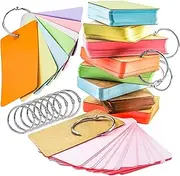 MotBach 400PCS Colored Blank Flash Card Index Cards with Binding Rings,8 Color Easy Flip Flash Card Study Note Card Perfect for Bookmark School Learning Memory Recipe Cards Game Cards(3.5 x2.2 Inch)