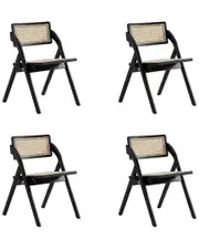Manhattan Comfort Set of 4 Lambinet Dining Folding Chairs
