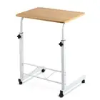 Computer Laptop Table Adjustable Height Mobile Twin Desk Light Wood Lock Wheels