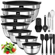 Mixing Bowls with Airtight Lids, 20 piece Stainless Steel Metal Nesting Bowls...