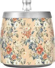 Autumn Flowers Orchid Snapdragon Butterflies Bees Peach_1 Steel Outdoor Ashtray with Lid for Indoor and Outdoor, Cool Smokeless Ashtray Holder for Office Decoration
