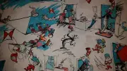 LINED WINDOW VALANCE 42X12 DR SEUSS CAT IN THE HAT BOOK THING ONE FISH TWO FISH