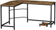 Artiss Computer Desk Home Office Desks 147cm Brown Particle Board Desktop Black Steel Frame 150kg Weight Capacity Office Corner Laptop Desks Shelf Study Student Table, Home Furniture for Room