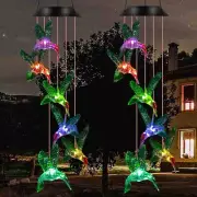 2 Pack Solar Wind Chimes Hummingbird LED Waterproof Outdoor Light Color-Changing