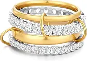 Moiegouct 18K Gold Interlocked Stackable Rings for Women, Gold Silver Ring Stack Set, Mixed Metal Stacked, Two Tone Connected, Interlocking Statement Finger Rings Jewelry