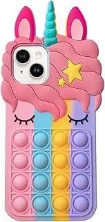 Asgens Pop Bubbles Case for iPhone 13, Cute Lovely Cartoon Unicorn Rainbow Pop Shockproof Silicone Soft Phone Case for Apple iPhone 13 6.1 inch