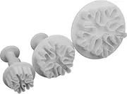Set of 3 Snowflake Decorating Fondant Cookie Cake Embossing Tool Big Frozen Plunger Cutter Sugarcraft Cutter Mold (White, One Size)
