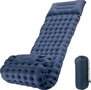 Camping Sleeping Pad, VIPITH Inflatable Sleeping Pad with Pillow Foot Press Ultralight Sleeping Mat Waterproof Inflatable Sleeping Pad Air Mattress for Outdoor Hiking Camping Travelling Backpacking