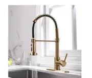Fapully Commercial 1-Handle Pull-Down Sprayer Kitchen Faucet in Brushed Gold
