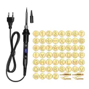 DIY Wood Burning Set and 26 Letters Copper Mold Carving Pyrography Pen Tips Stencil Soldering Iron Wood Burning Tool