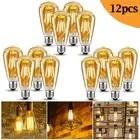 12Pcs LED Dimmable Edison Light Bulbs 4W Equivalent Vintage Light Bulb E27 ST64