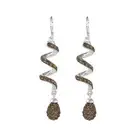 14K White Gold Plated Brown Spiral Shape Crystal Drop Dangle Hook Earrings