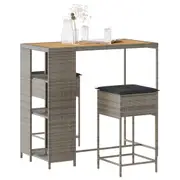 Garden Bar Set with Cushions Table and Chairs Dining Set Poly Rattan vidaXL