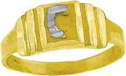 [JewelryWeb] Two tone Gold Baby Teen Letter Name Personalized Monogram Initial C Band Ring Measures 6.3x2.50mm Wide Size H